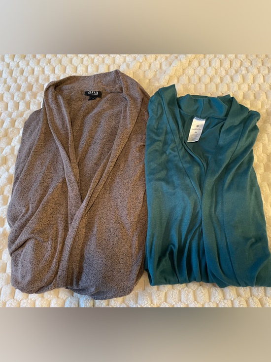 a.n.a Sweaters - Two Lightweight Open-Front Cardigans - Brown & Teal Size XL